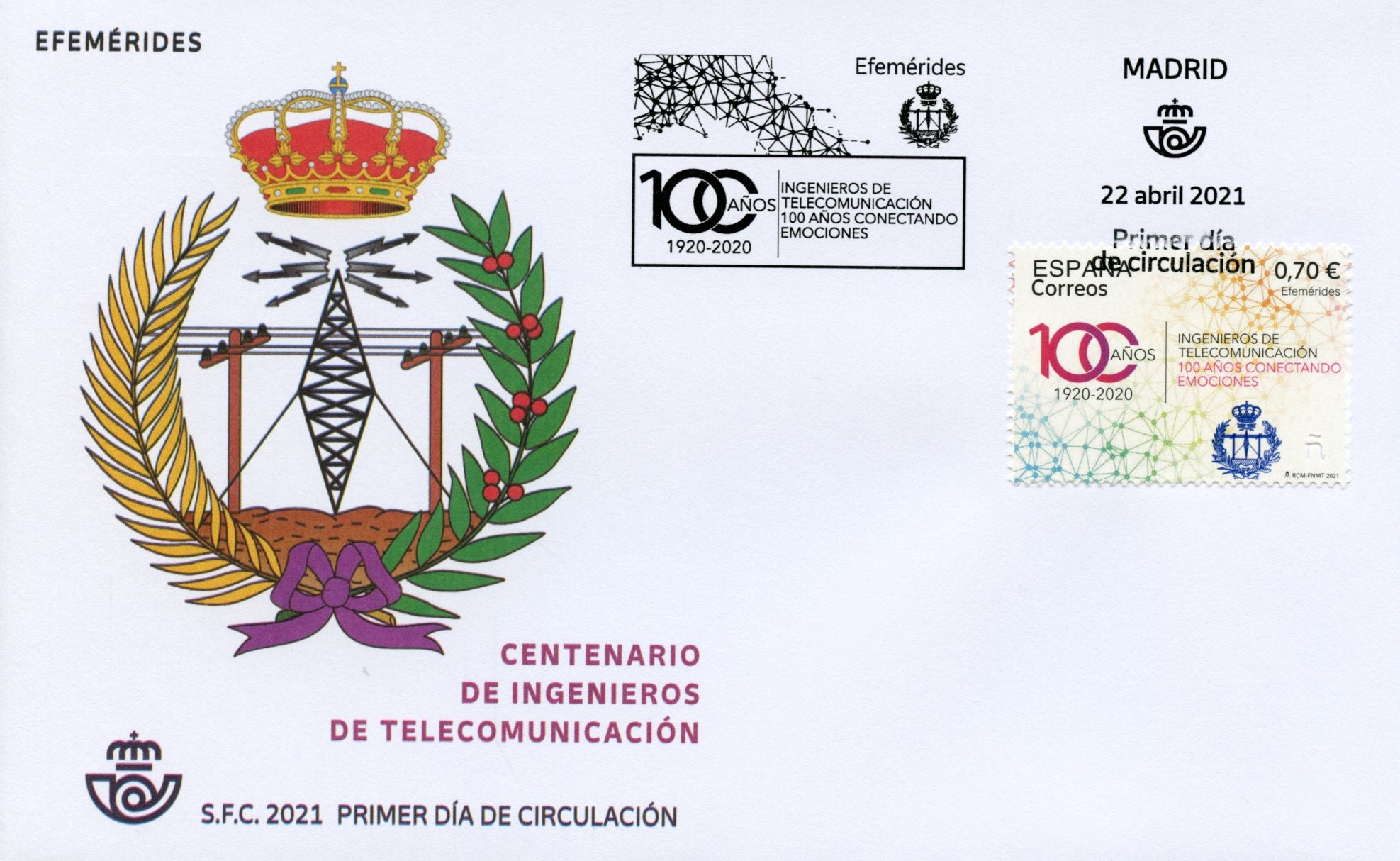 Spain Telecoms Stamps 2021 FDC Telecommunication Engineers Communication Science 1v Set