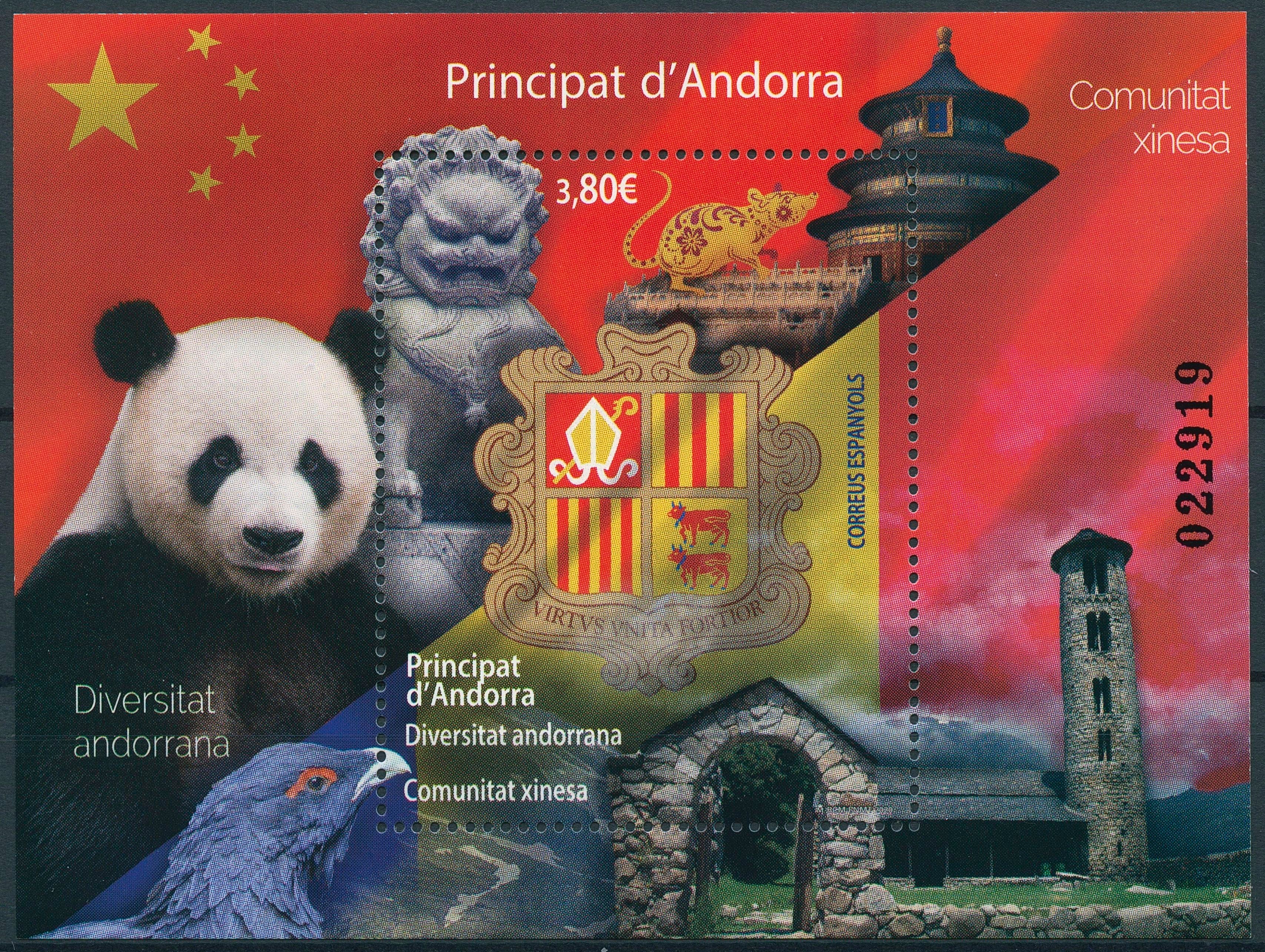 Spanish Andorra Cultures Stamps 2020 MNH Chinese Community Giant Pandas 1v M/S