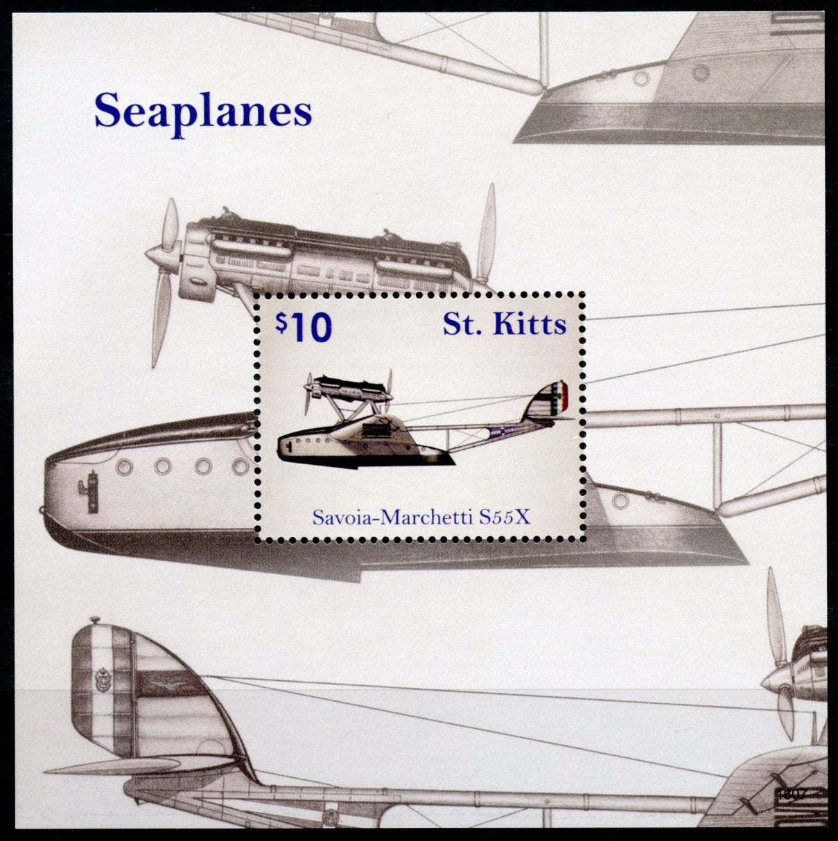 St Kitts 2016 MNH Aviation Stamps Seaplanes Savoia Marchetti Planes 1v S/S