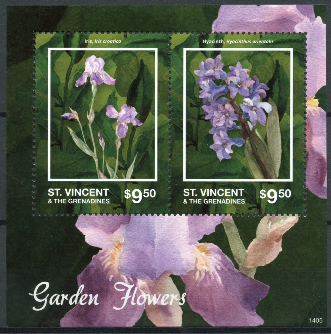 St Vincent & The Grenadines 2014 MNH Garden Flowers II 2v S/S Iris Hyacinth