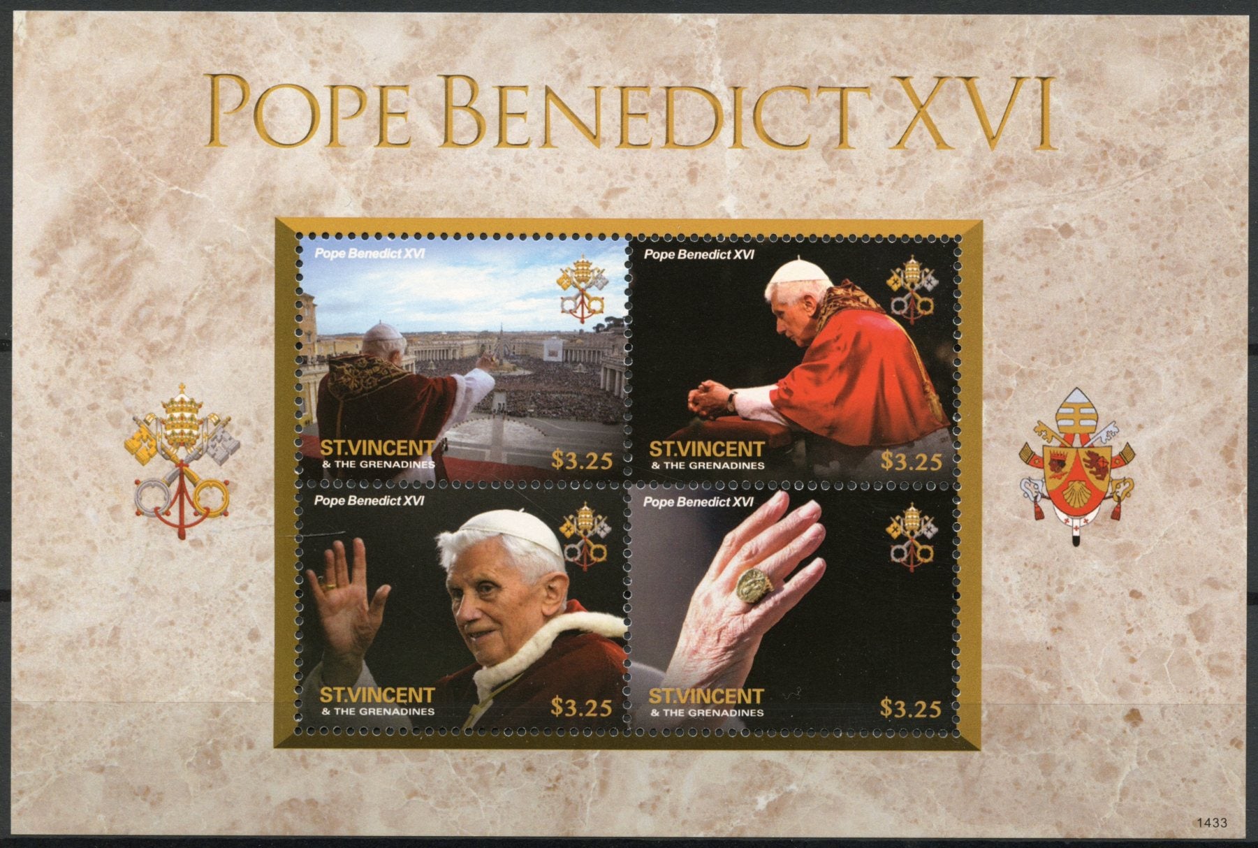 St Vincent & The Grenadines 2014 MNH Pope Benedict XVI 4v M/S Papal Ring Popes