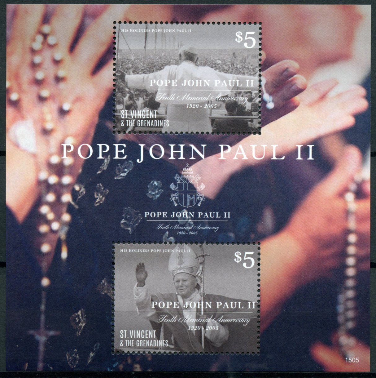 St Vincent & Grenadines 2015 MNH Pope John Paul II 10th Memorial 2v S/S Stamps