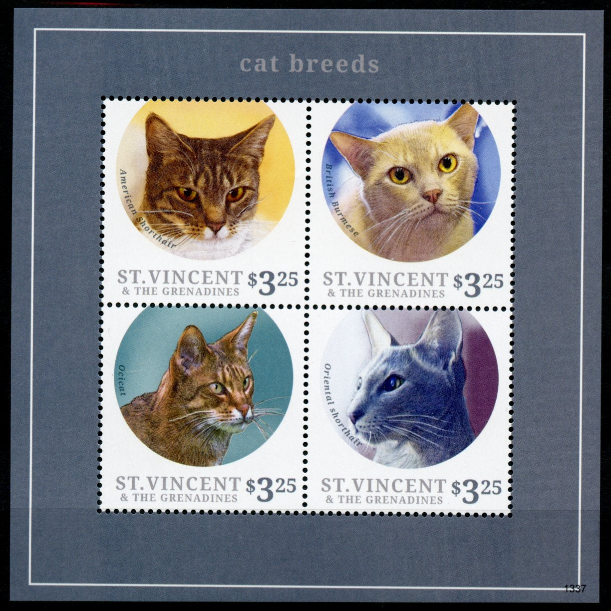St Vincent & Grenadines 2013 MNH Cat Breeds II 4v M/S Ocicat Shorthair Stamps