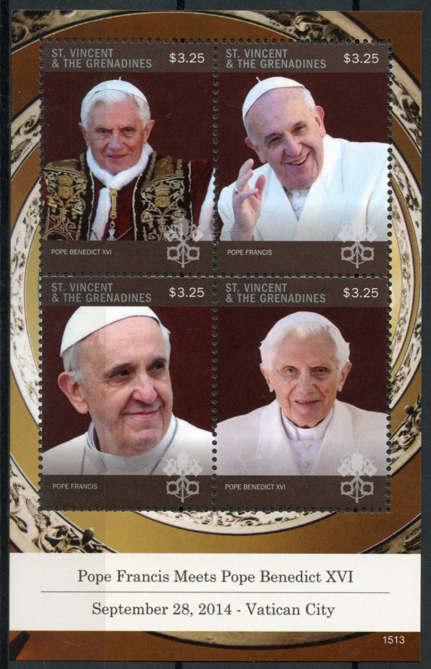 St Vincent & Grenadines 2015 MNH Pope Francis Meets Pope Benedict 4v M/S Popes