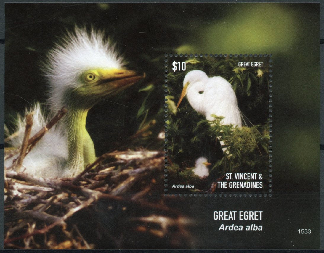 St Vincent & The Grenadines 2015 MNH Great Egret 1v S/S I Birds Egrets