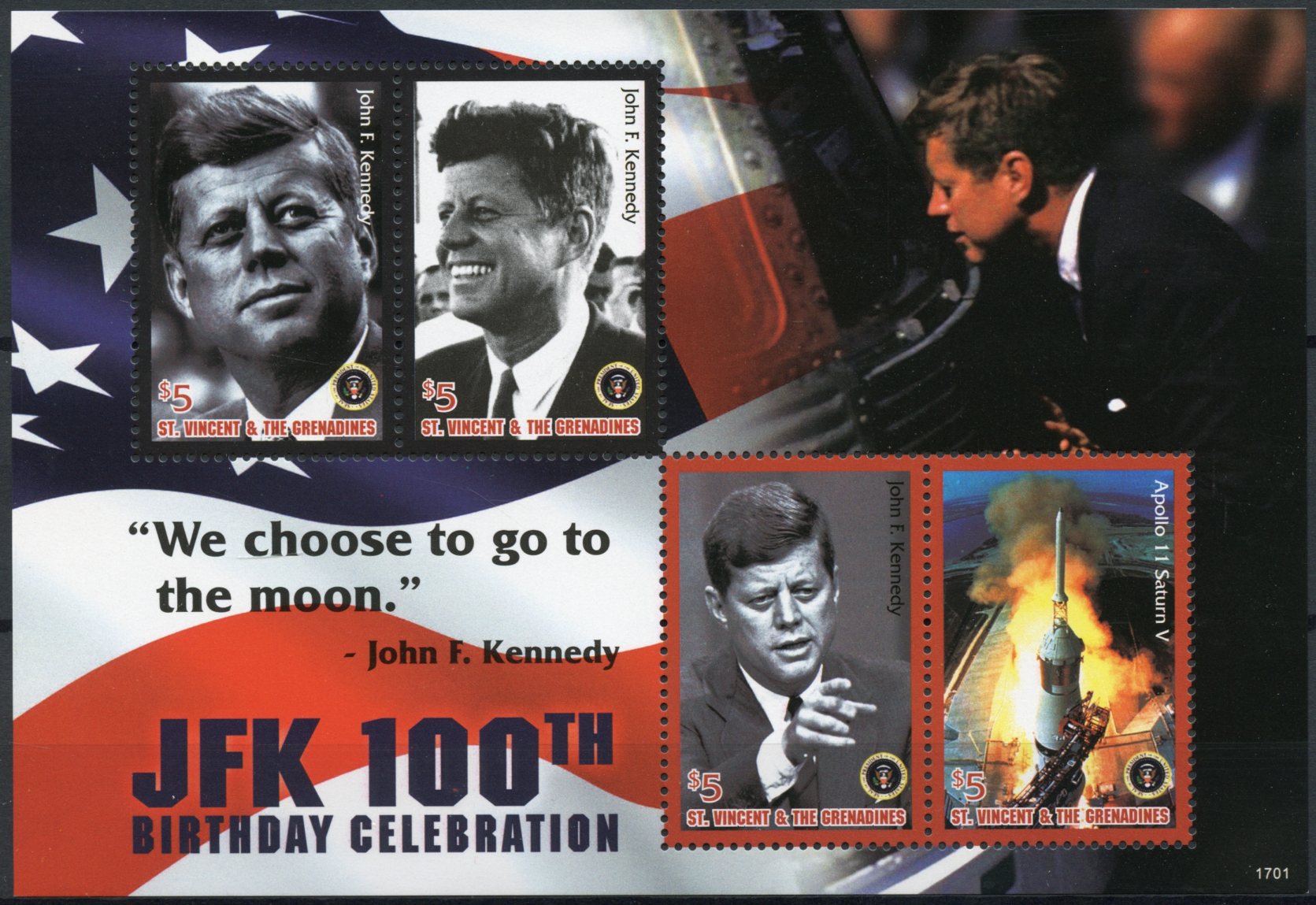 St Vincent & Grenadines 2017 MNH JFK John F Kennedy 100th Bday 4v M/S I Stamps