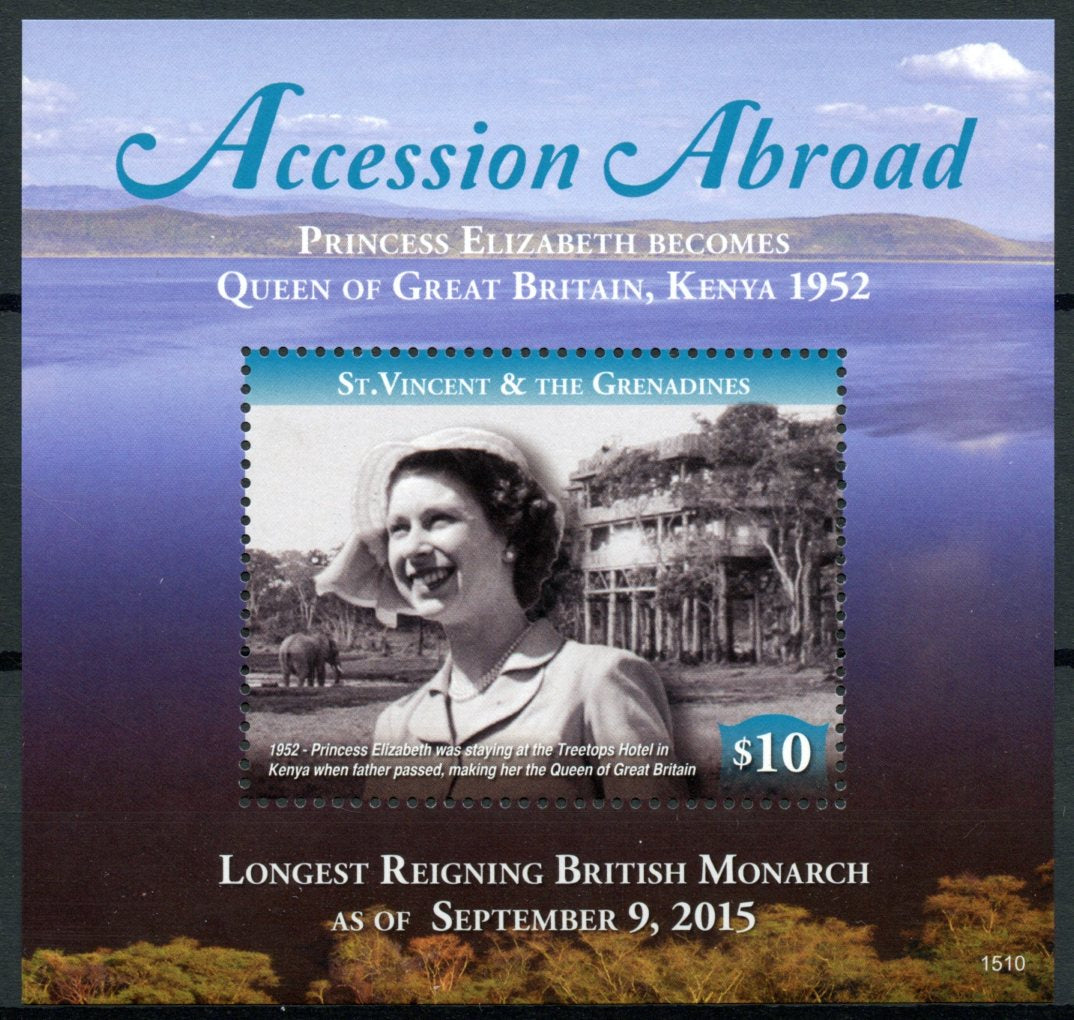 St Vincent & Grenadines 2015 MNH Royalty Stamps Queen Elizabeth II Accession Kenya 1v S/S
