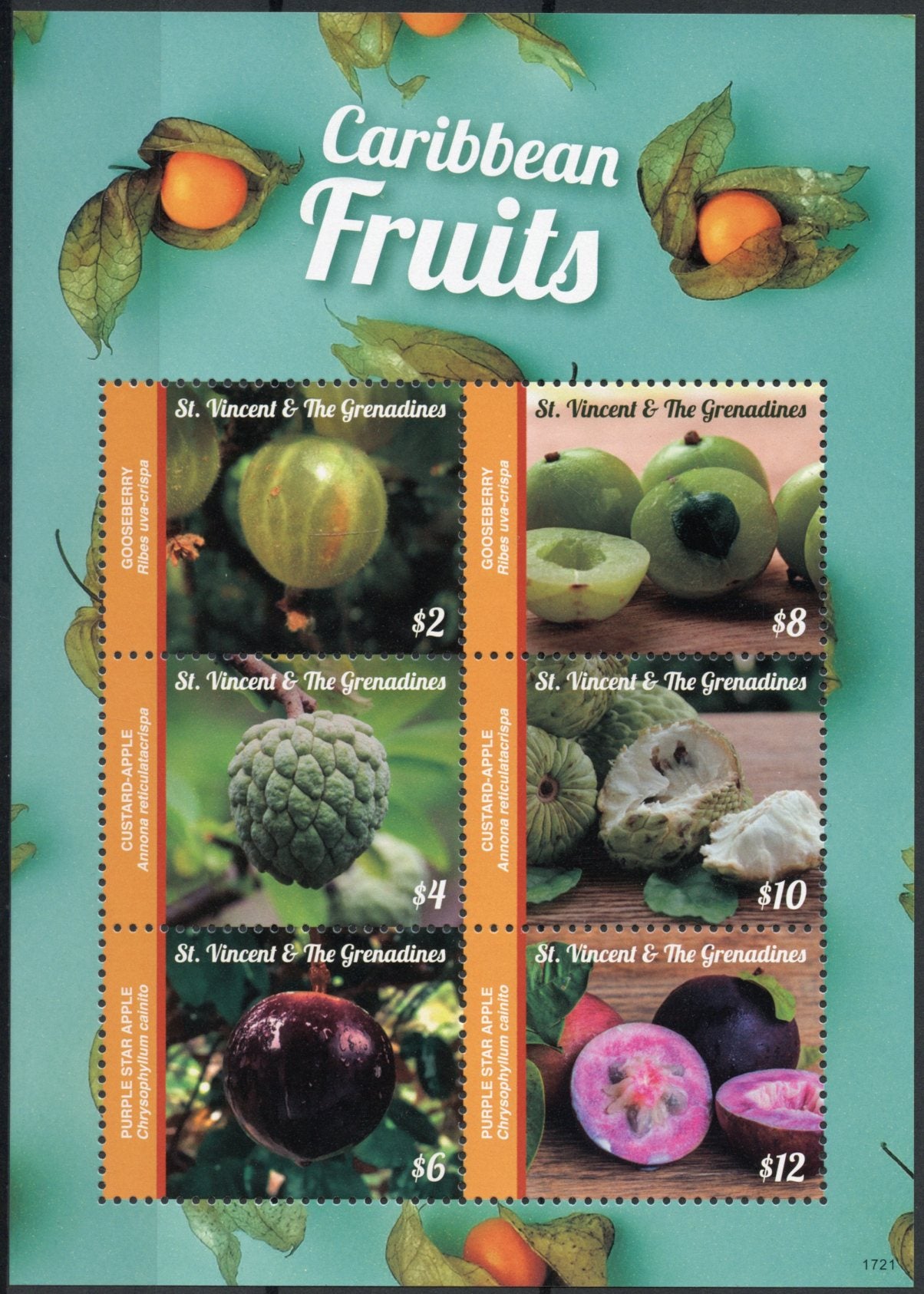 St Vincent & Grenadines 2017 MNH Caribbean Fruits 6v M/S I Nature Stamps