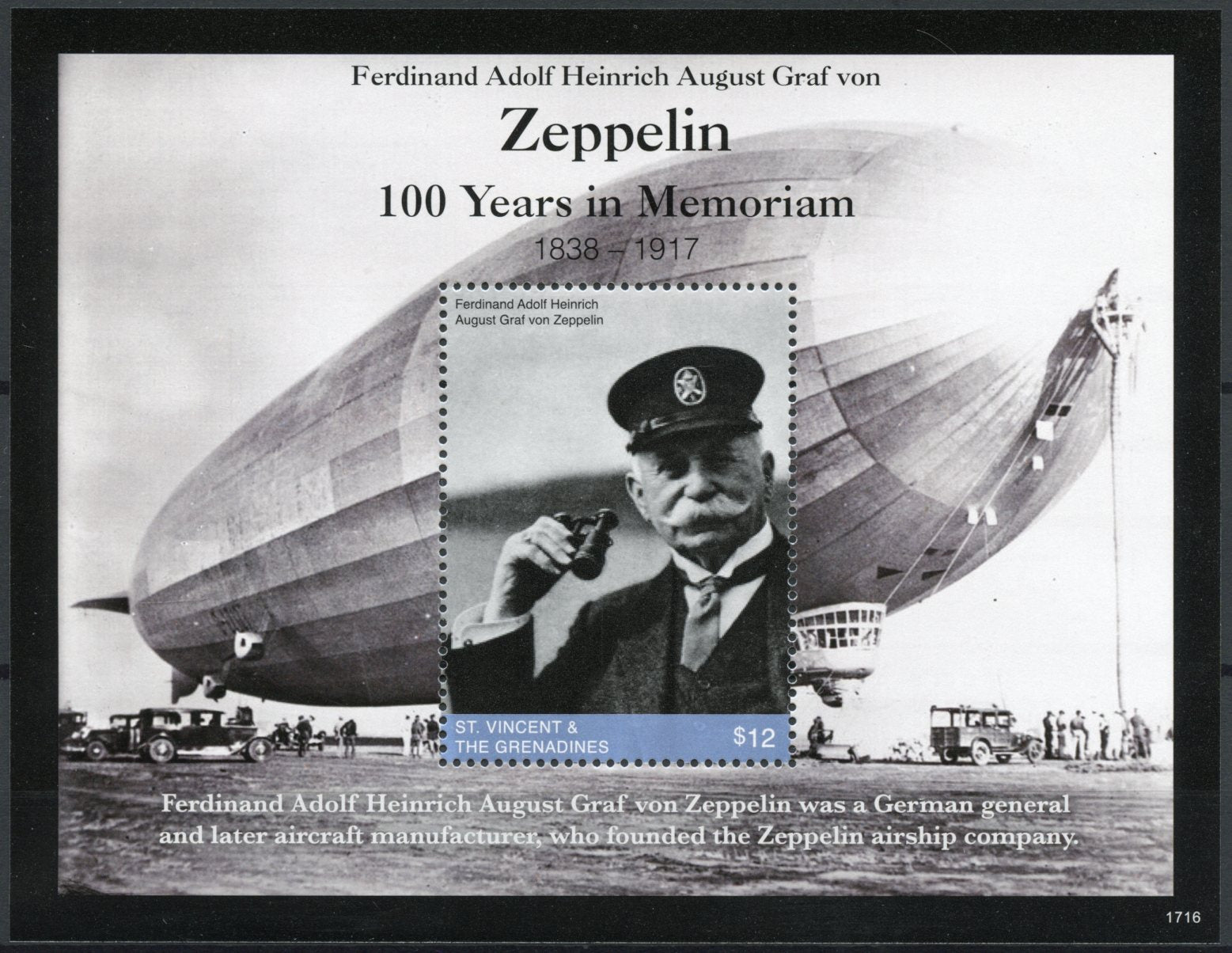 St Vincent & Grenadines 2017 MNH Aviation Stamps Graf Zeppelin Zeppelins 1v S/S