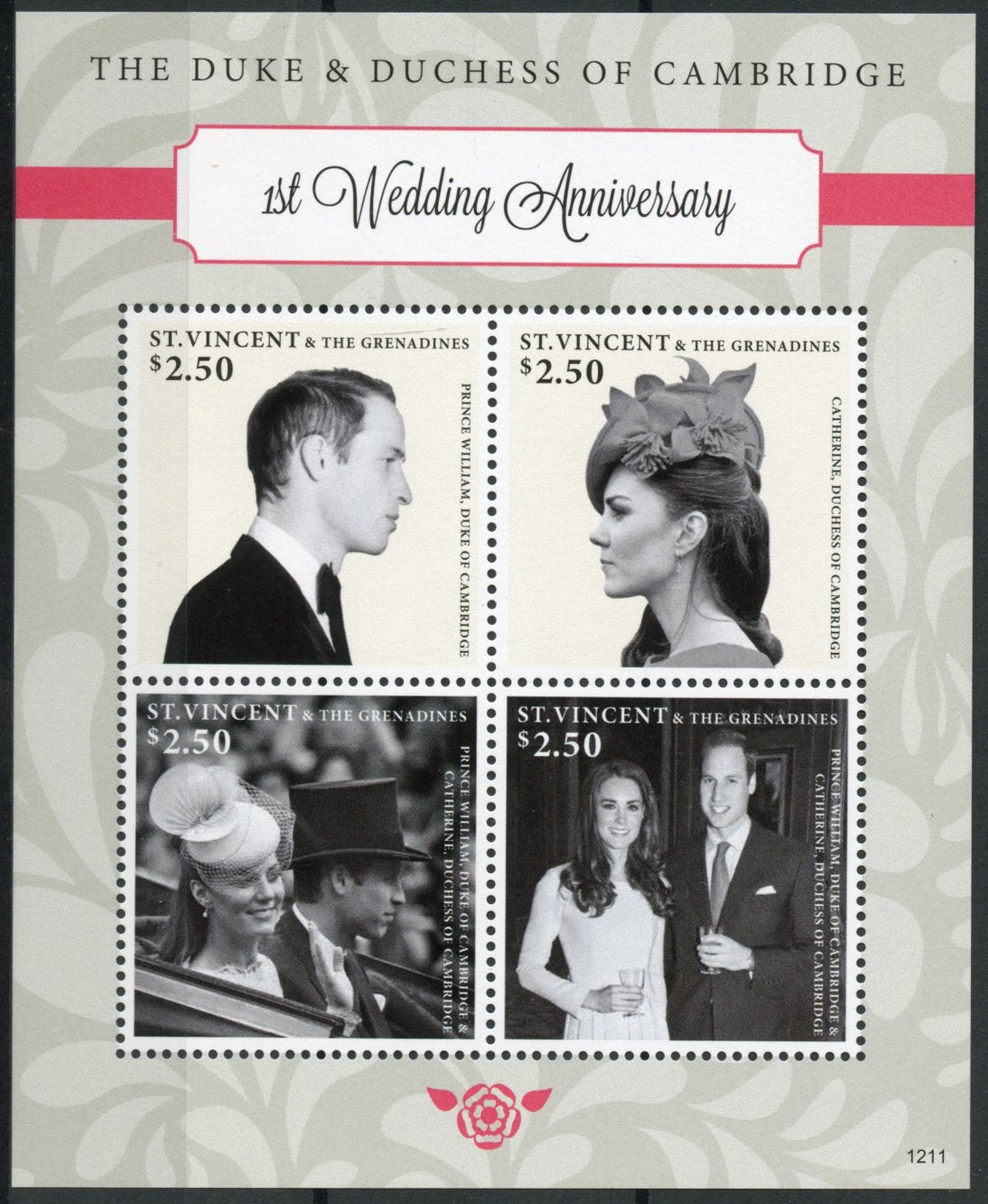 St Vincent & Grenadines 2012 MNH Prince William & Kate 1st Wedding 4v M/S Stamps