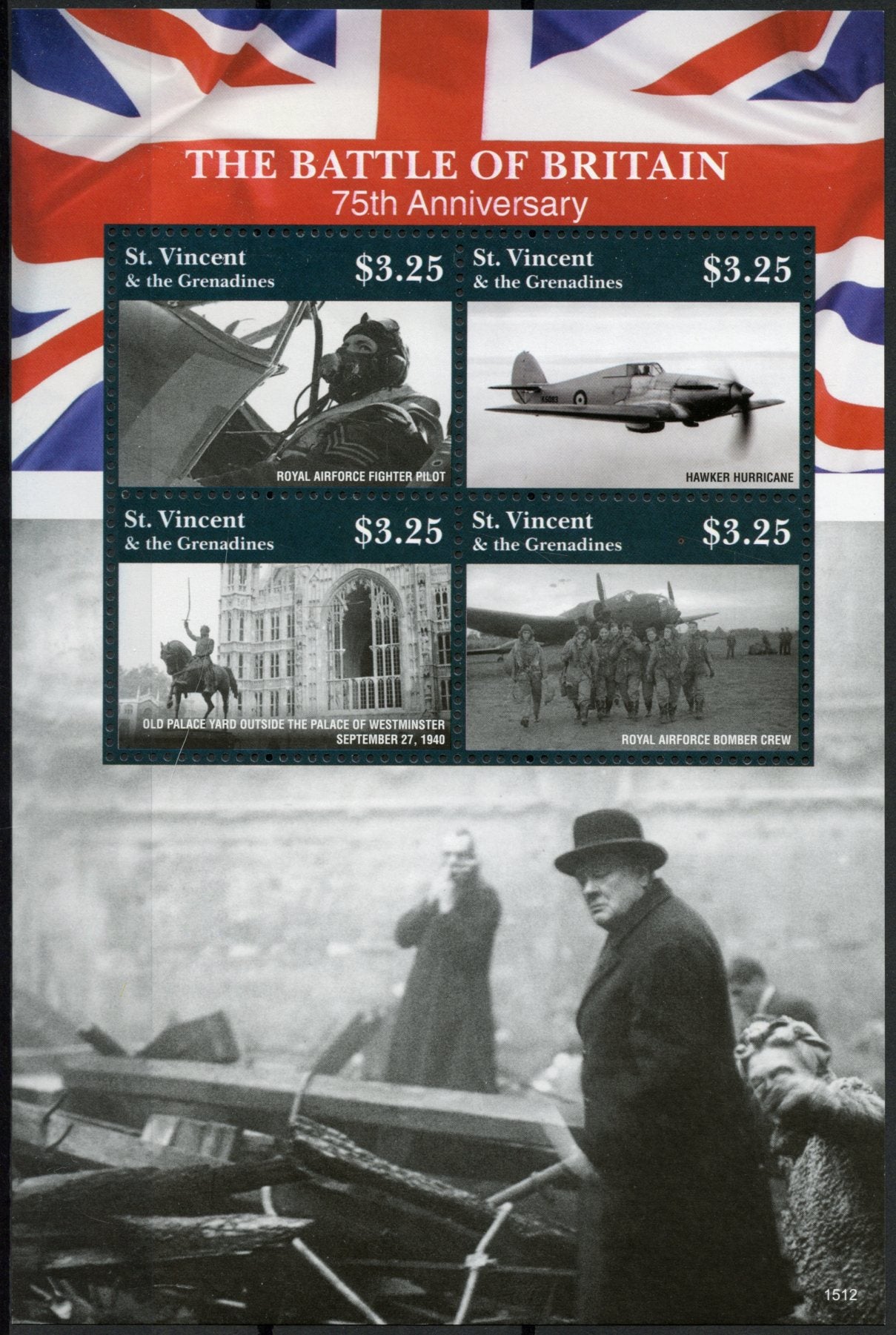 St Vincent & Grenadines 2015 MNH WWII WW2 Battle of Britain 4v M/S Stamps