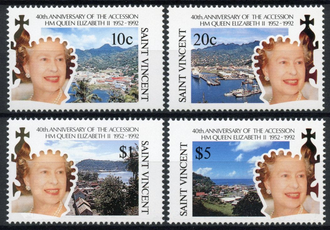 St Vincent & Grenadines 1992 MNH Queen Elizabeth II Accession 40th 4v Set Stamps