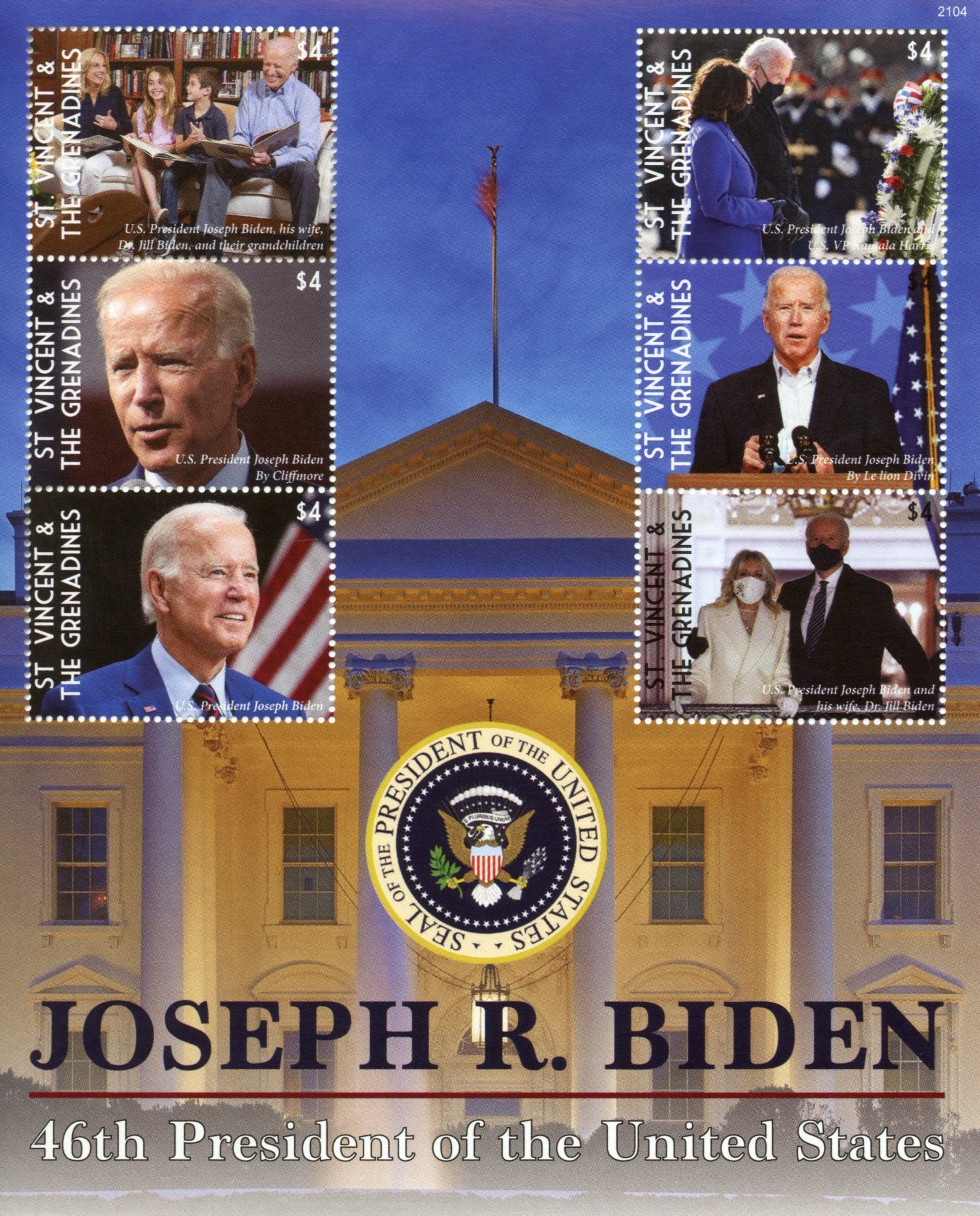 St Vincent & Grenadines 2021 MNH Joe Biden Stamps 46th US Presidents Politicians 6v M/S