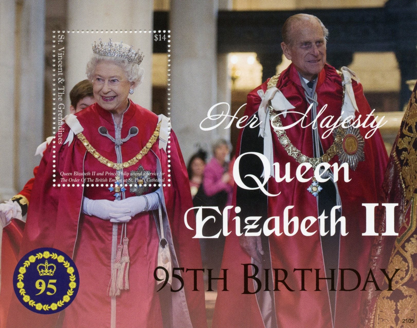 St Vincent & Grenadines 2021 MNH Royalty Stamps Queen Elizabeth II 95th Birthday 1v S/S