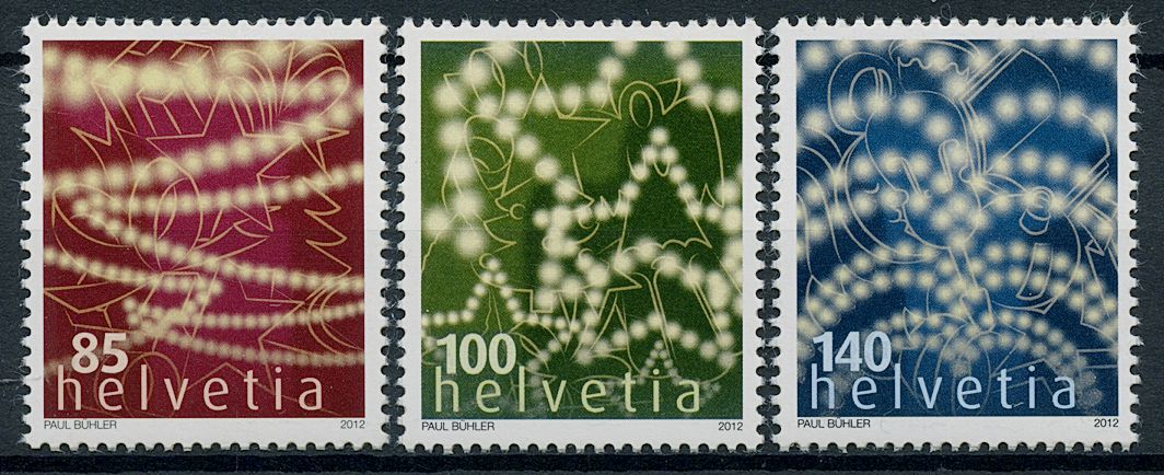 Switzerland 2012 MNH Christmas Stamps Decorations 3v Set