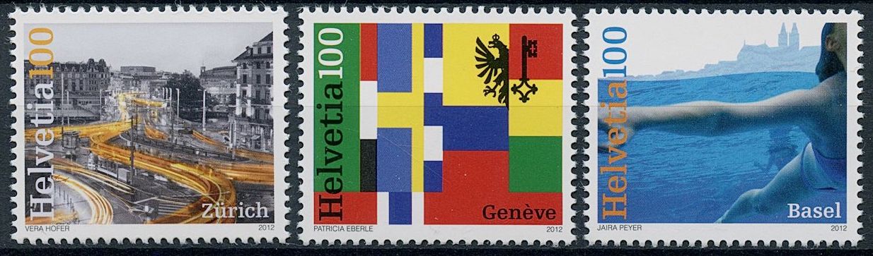 Switzerland 2012 MNH Tourism Stamps Cities Stamp Design Winning Entries 3v Set
