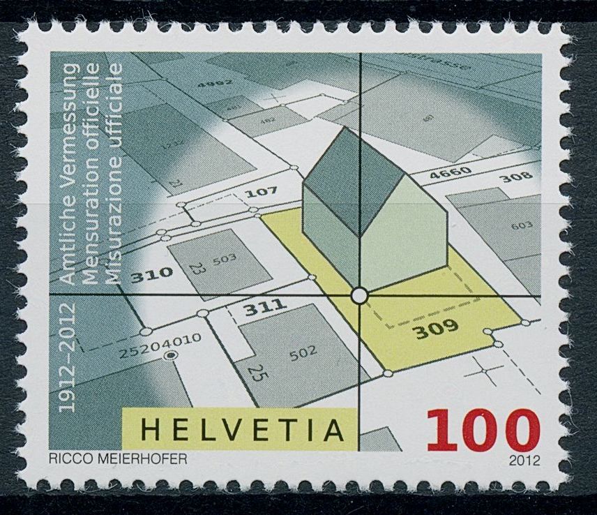 Switzerland 2012 MNH Stamps Cadastral Official Surveying Centenary 1v Set