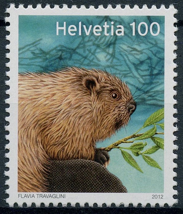 Switzerland 2012 MNH Wild Animals Stamps Fauna Beavers Beaver 1v Set