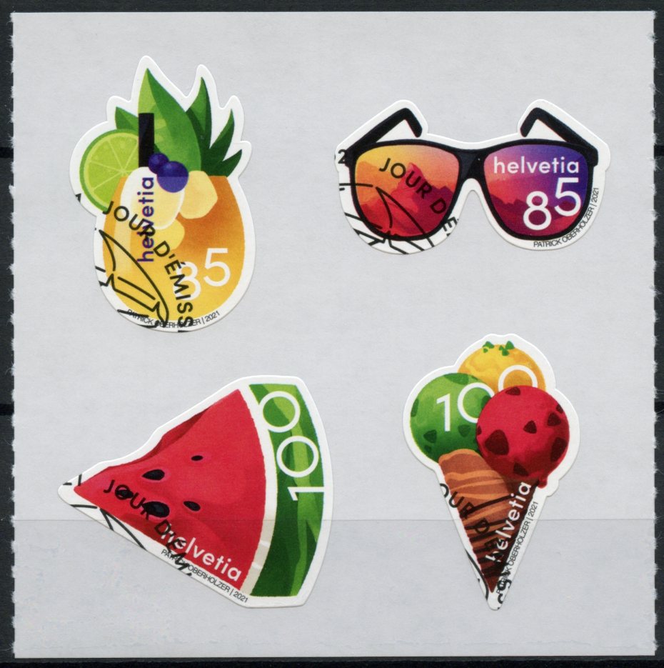 Switzerland Fruits Stamps 2021 CTO Summer Seasons Watermelon Icecream 4v S/A M/S