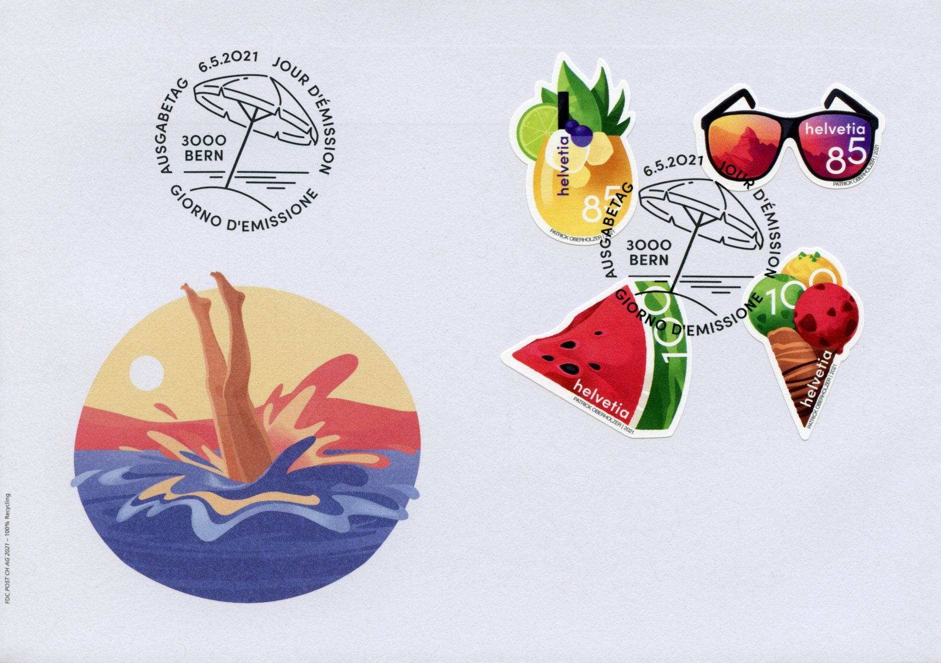 Switzerland Fruits Stamps 2021 FDC Summer Seasons Watermelon Icecream 4v S/A M/S