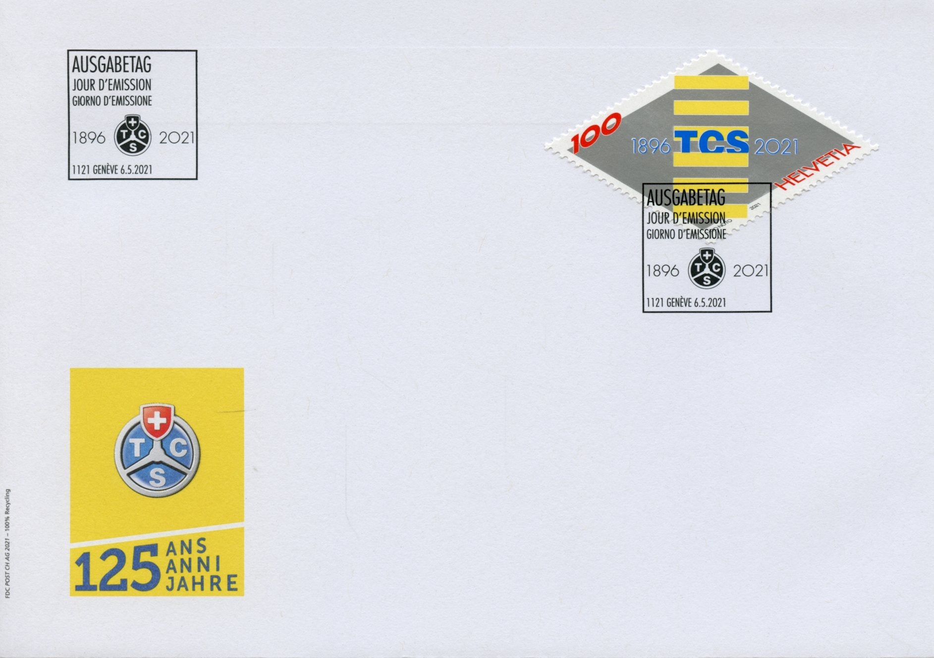 Switzerland Organizations Stamps 2021 FDC Touring Club Suisse TCS Mobility 1v Set