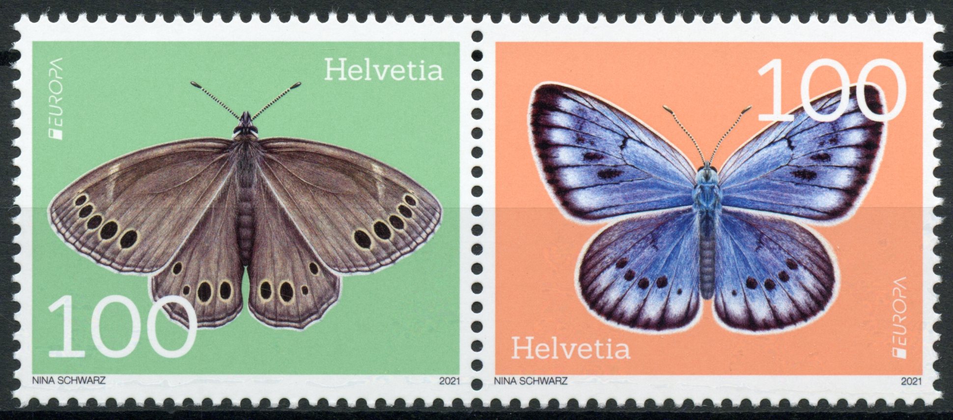 Switzerland Europa Stamps 2021 MNH Endangered National Wildlife Butterflies 2v Set