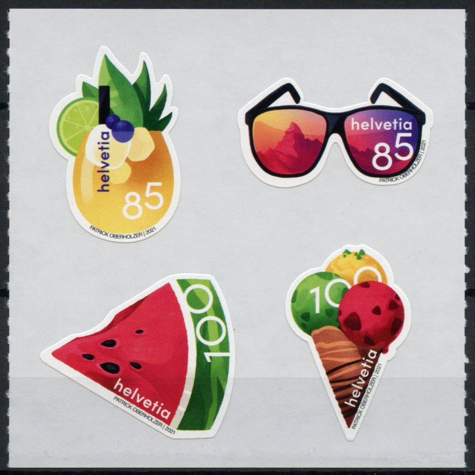 Switzerland Fruits Stamps 2021 MNH Summer Seasons Watermelon Icecream 4v S/A M/S