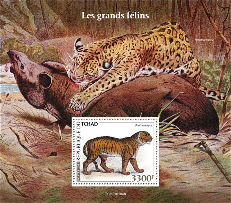 Chad 2021 MNH Wild Animals Stamps Big Cats Tigers Leopards 1v S/S