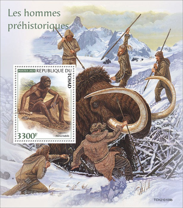 Chad 2021 MNH History & Archaeology Stamps Prehistoric Humans Homo Habilis 1v S/S