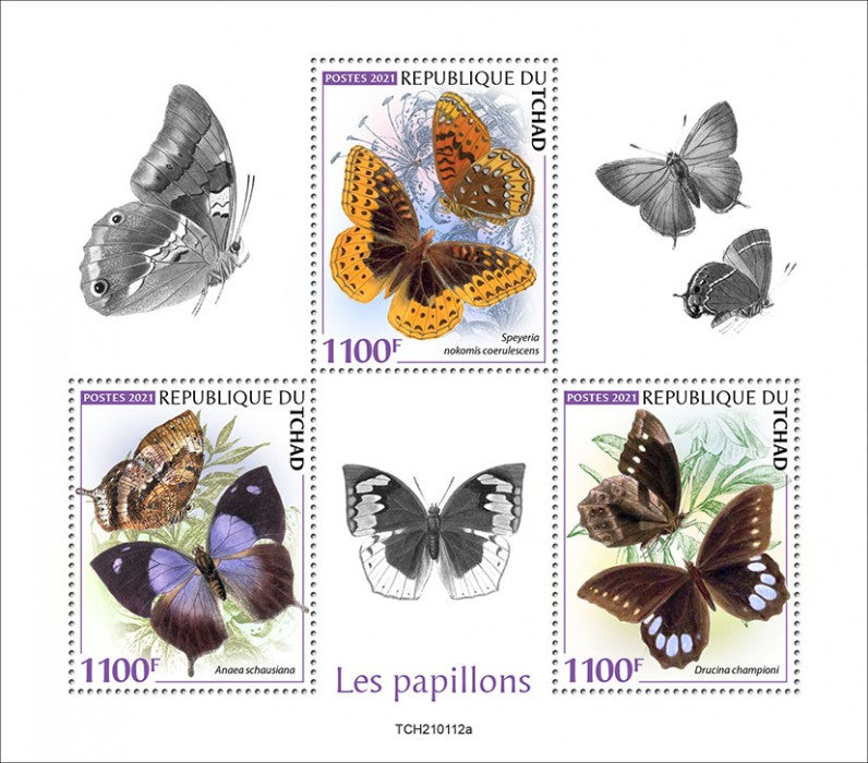 Chad 2021 MNH Butterflies Stamps Butterfly 3v M/S