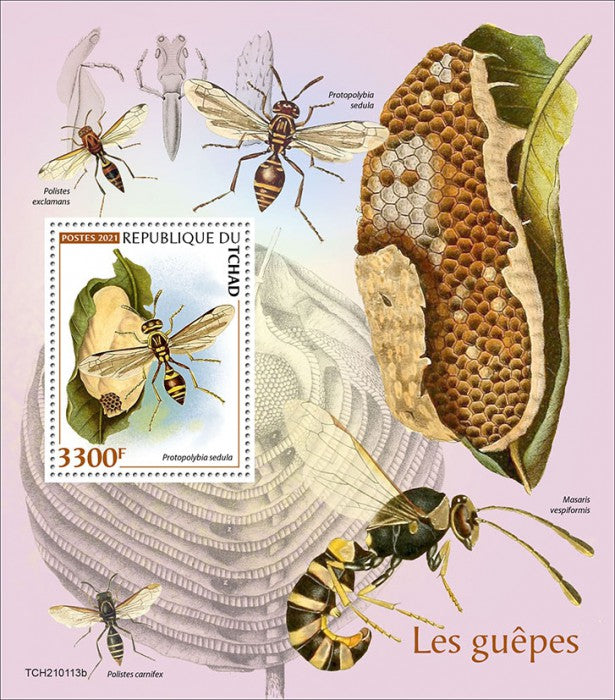 Chad 2021 MNH Insects Stamps Wasps Wasp 1v S/S
