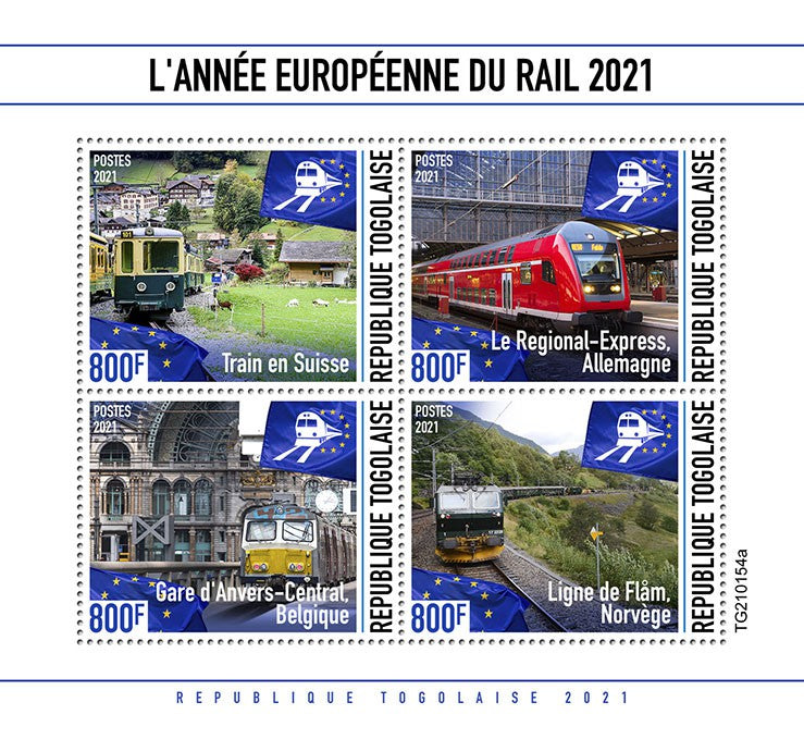 Togo 2021 MNH Trains Stamps European Year of Rail Stations Railways 4v M/S