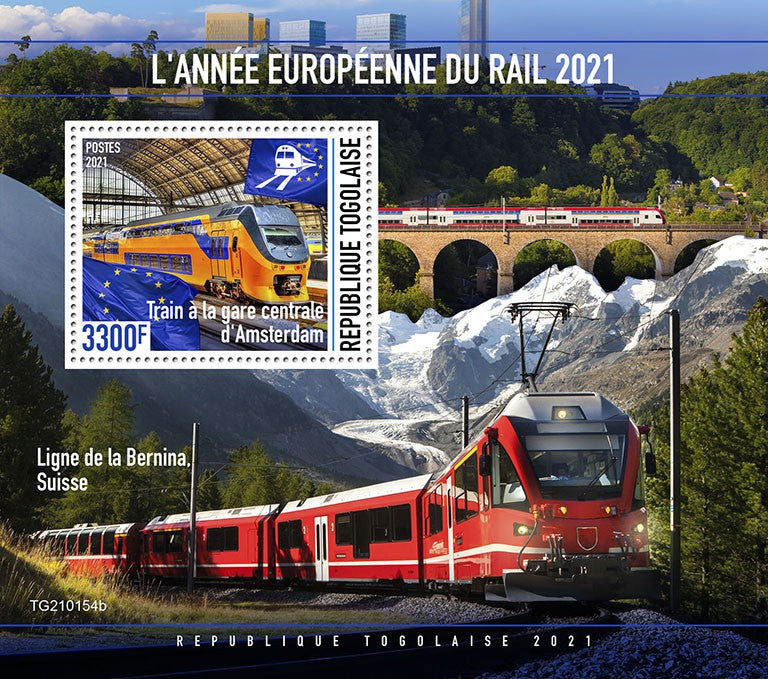 Togo 2021 MNH Trains Stamps European Year of Rail Stations Railways 1v S/S