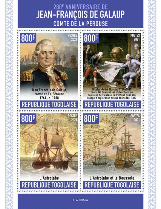 Togo 2021 MNH Ships Stamps Jean-Francois de Galaup Comte de Laperouse Astrolabe 4v M/S