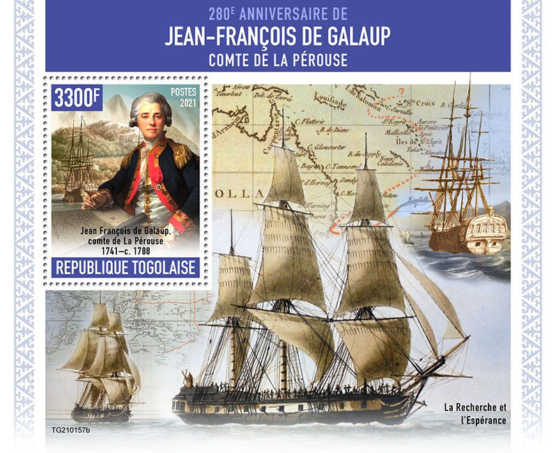 Togo 2021 MNH Ships Stamps Jean-Francois de Galaup Comte de Laperouse Astrolabe 1v S/S