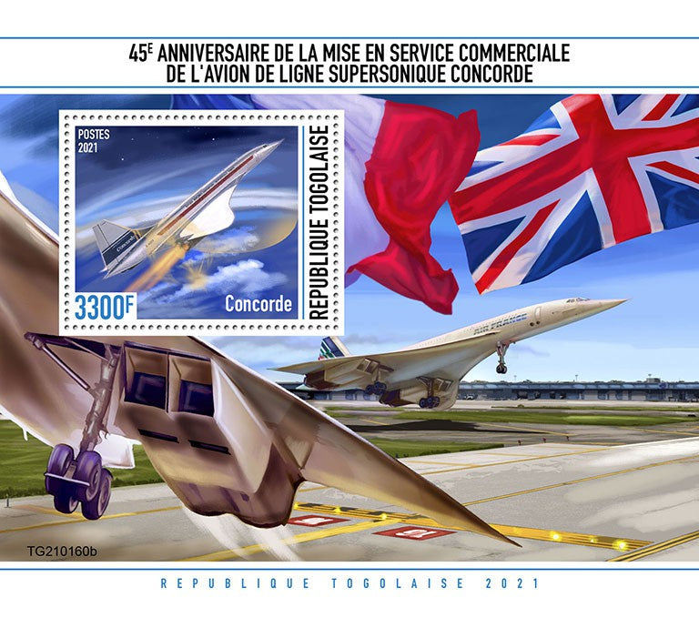 Togo 2021 MNH Aviation Stamps Concorde 1st Commercial Service Supersonic Aircraft 1v S/S