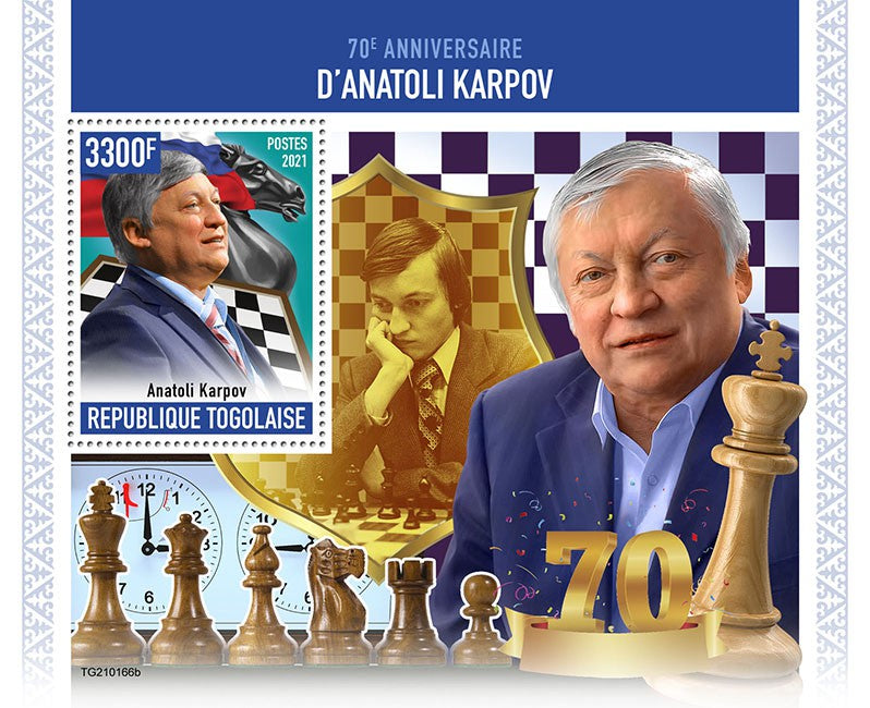 Togo 2021 MNH Chess Stamps Anatoly Karpov Russian Grandmaster Sports 1v S/S
