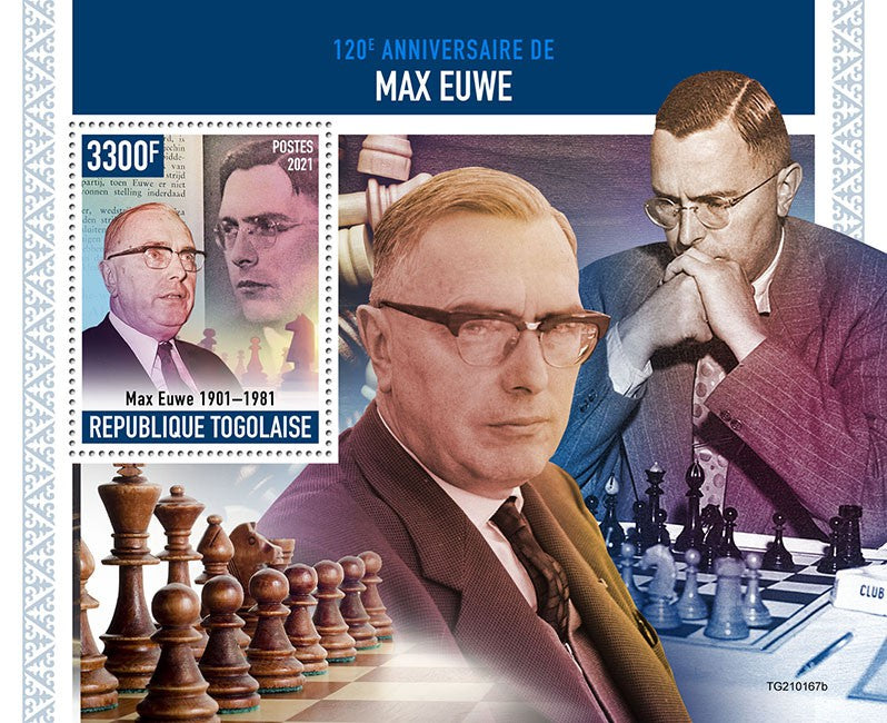 Togo 2021 MNH Chess Stamps Max Euwe Dutch Chess Player Sports 1v S/S