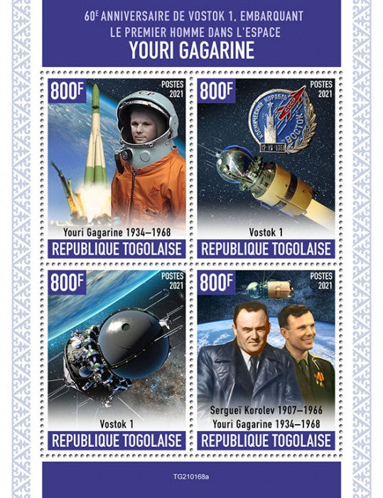 Togo 2021 MNH Space Stamps Yuri Gagarin Vostok 1 First Man in Space 4v M/S