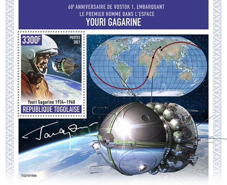 Togo 2021 MNH Space Stamps Yuri Gagarin Vostok 1 First Man in Space 1v S/S