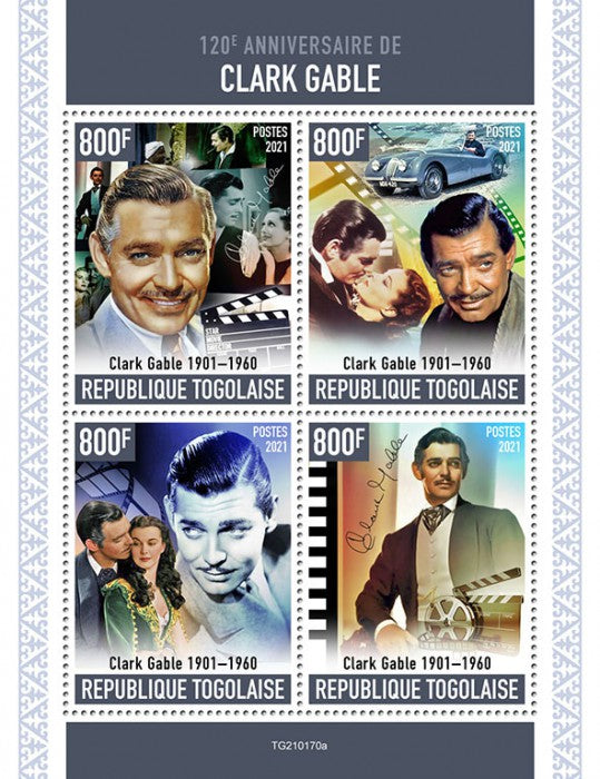 Togo 2021 MNH People Stamps Clark Gable Celebrities Film Actors Movies 4v M/S