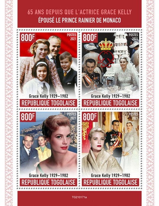 Togo 2021 MNH Royalty Stamps Grace Kelly Rainier III Prince of Monaco 4v M/S