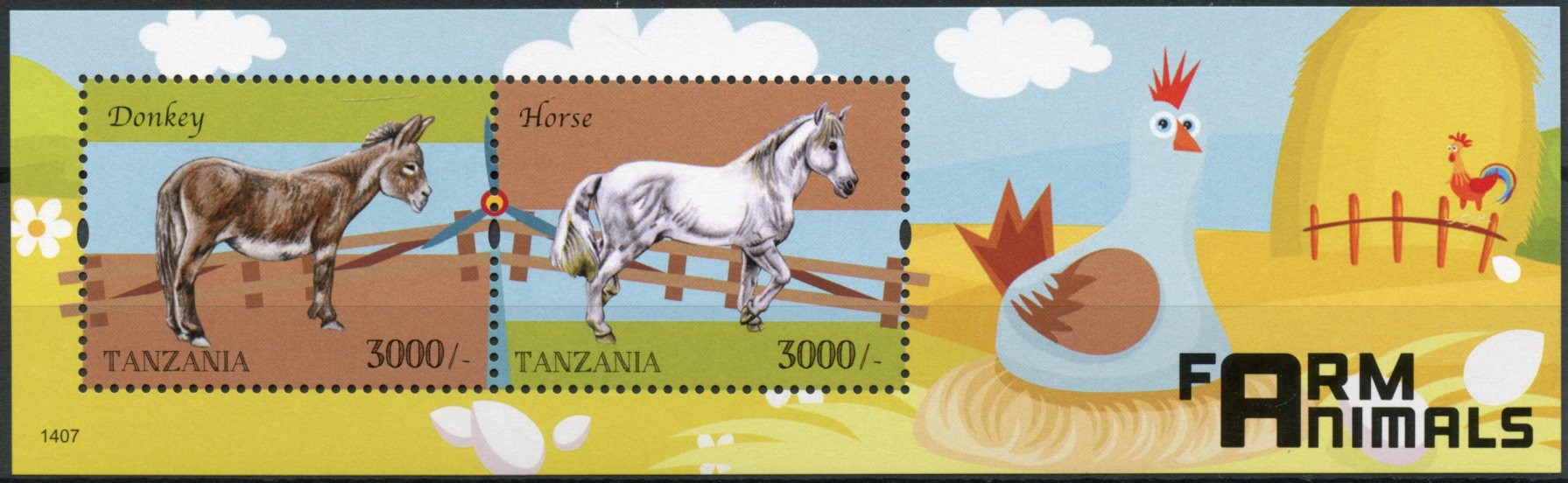 Tanzania 2014 MNH Farm Animals 2v S/S II Donkey Horse