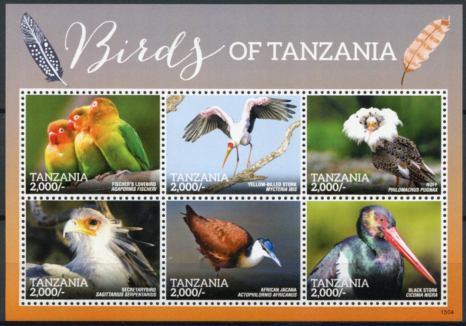 Tanzania 2015 MNH Birds of Tanzania 6v M/S Storks Lovebirds Jacanas Stamps