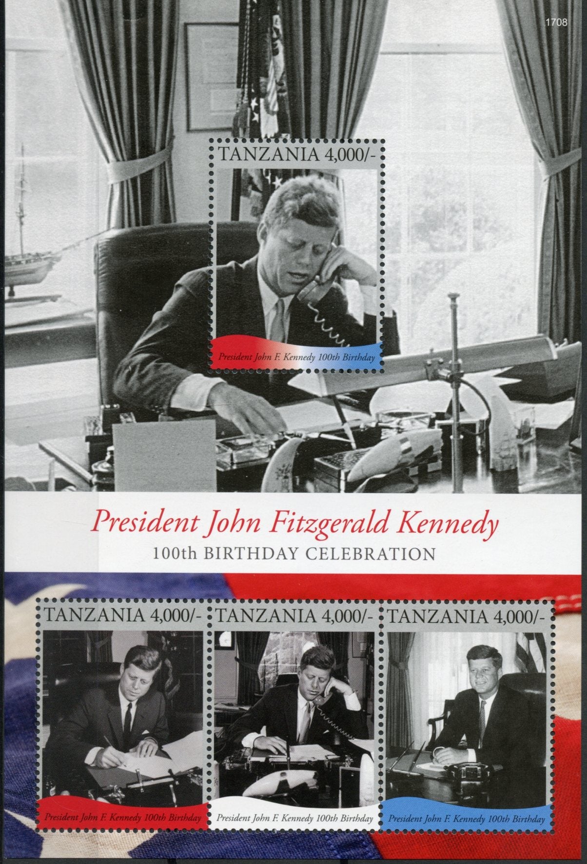 Tanzania 2017 MNH JFK John F Kennedy 100th Bday 4v M/S I US Presidents Stamps