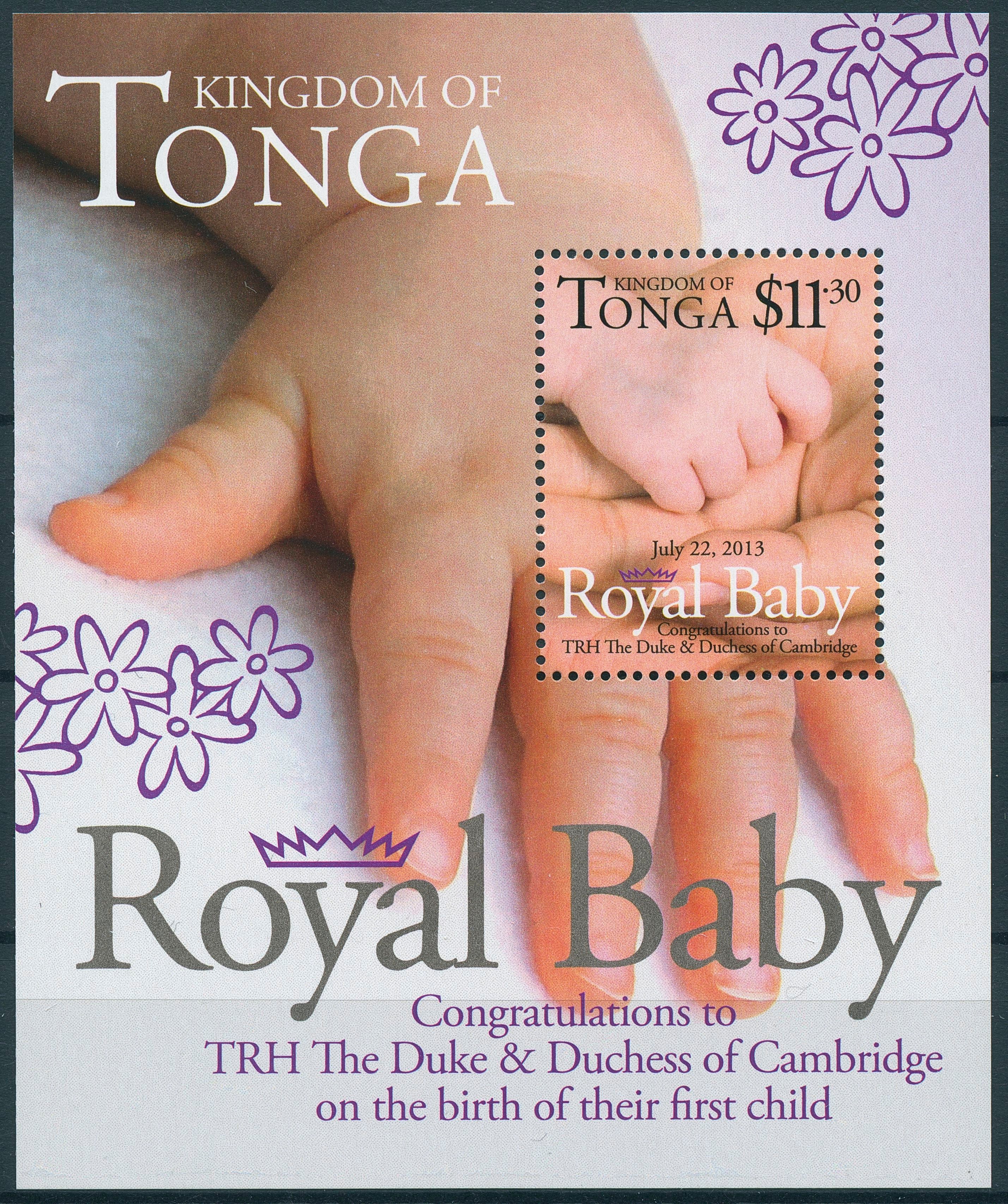 Tonga 2013 MNH Royal Baby 1v S/S Birth Prince George William Kate Duke Cambridge
