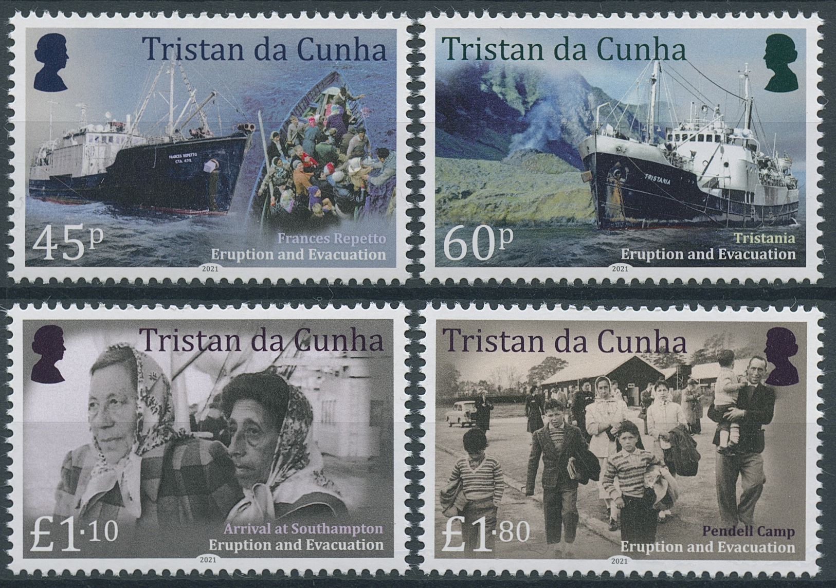 Tristan da Cunha 2021 MNH Ships Stamps Volcano Volcanoes Pt I 1961 Volcanic Eruption 4v Set