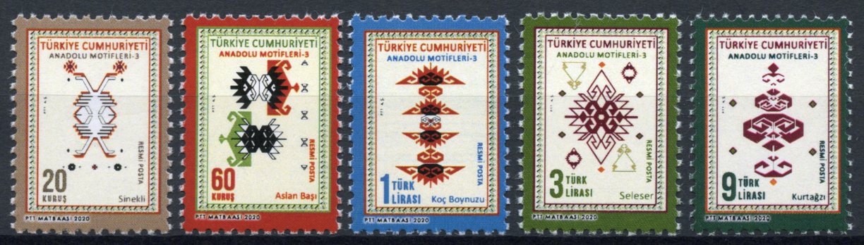 Turkey 2020 MNH Design Stamps Anatolian Motifs Patters Cultures Art 5v Set