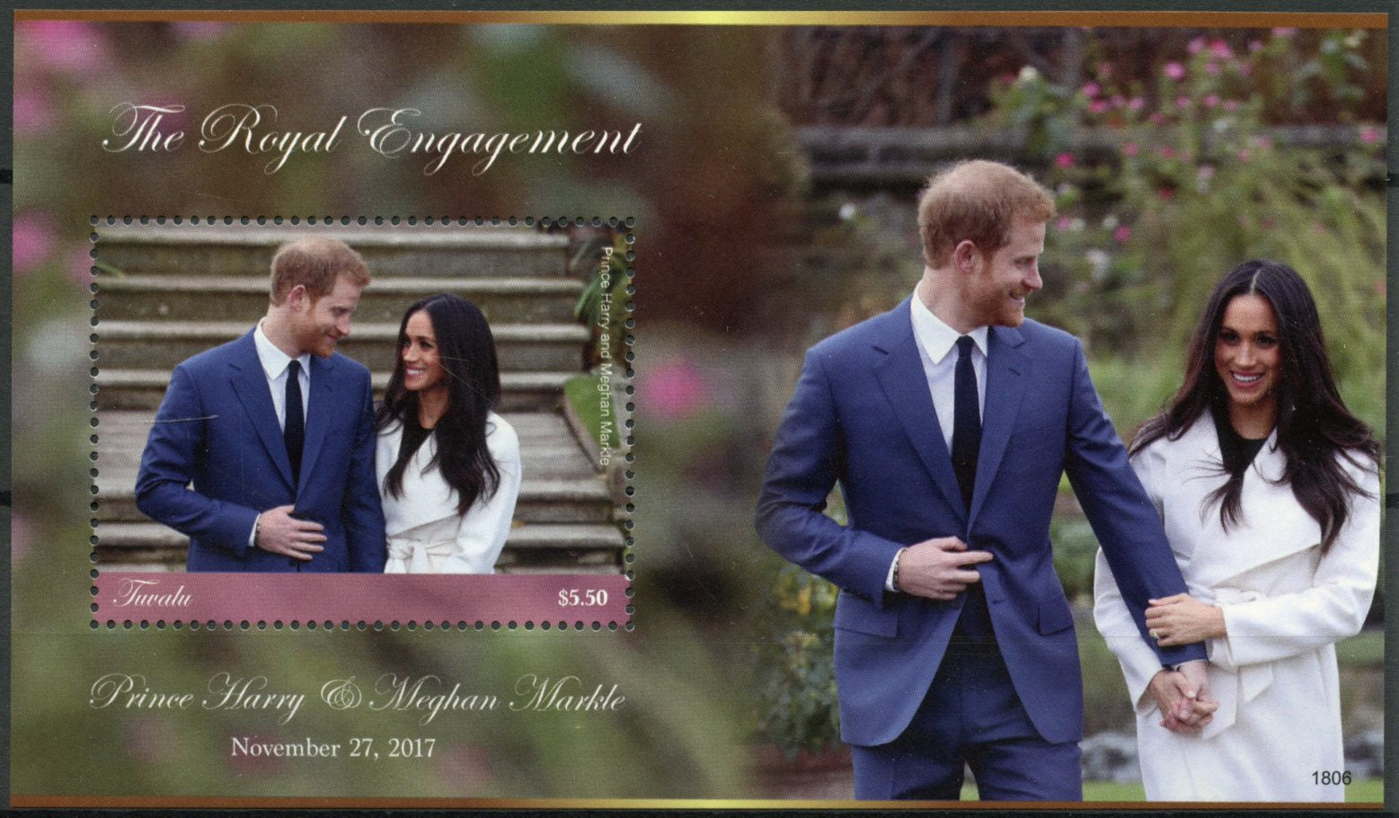 Tuvalu 2018 MNH Prince Harry & Meghan Royal Engagement 1v M/S Royalty Stamps