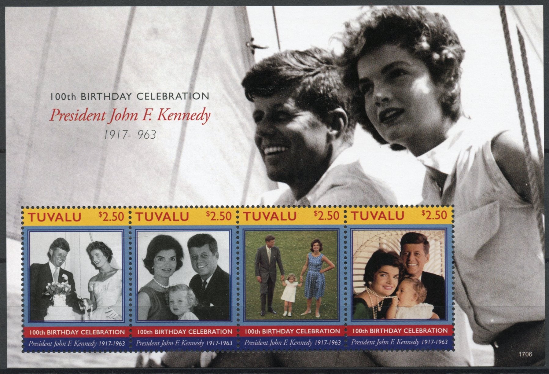 Tuvalu 2017 MNH John F Kennedy 100th Birthday 4v M/S I US Presidents Stamps